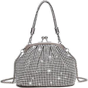 Women A1-Silver Rhinestone Purse Sparkly Evening Glitter Shoulder Bags for Party